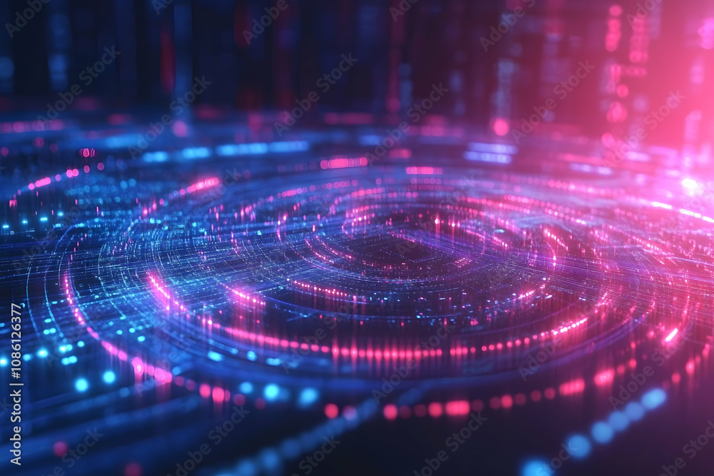 futuristic neon glowing trails and matrix-