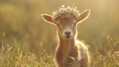 Goat with a Flower Crown