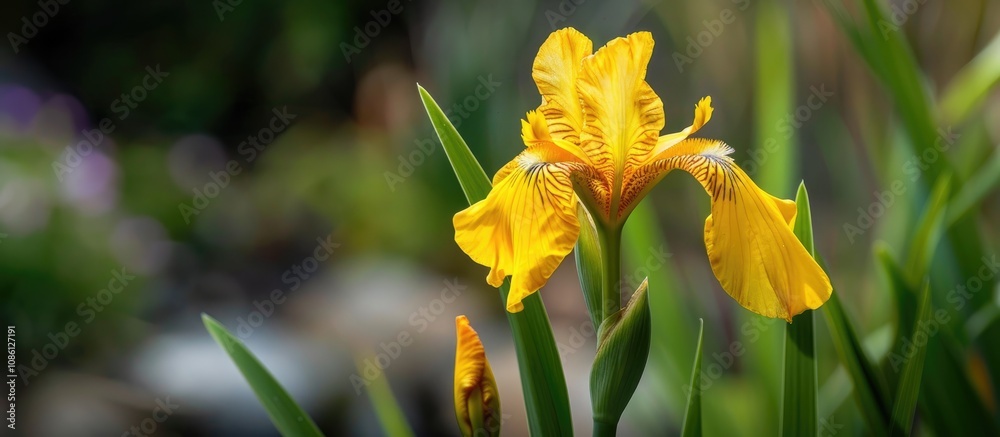 Yellow Iris Perennial Open Spring Flower Yellow Iris Perennial Open Spring Flower