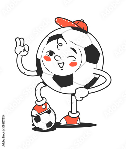 Soccer ball character gesturing okay