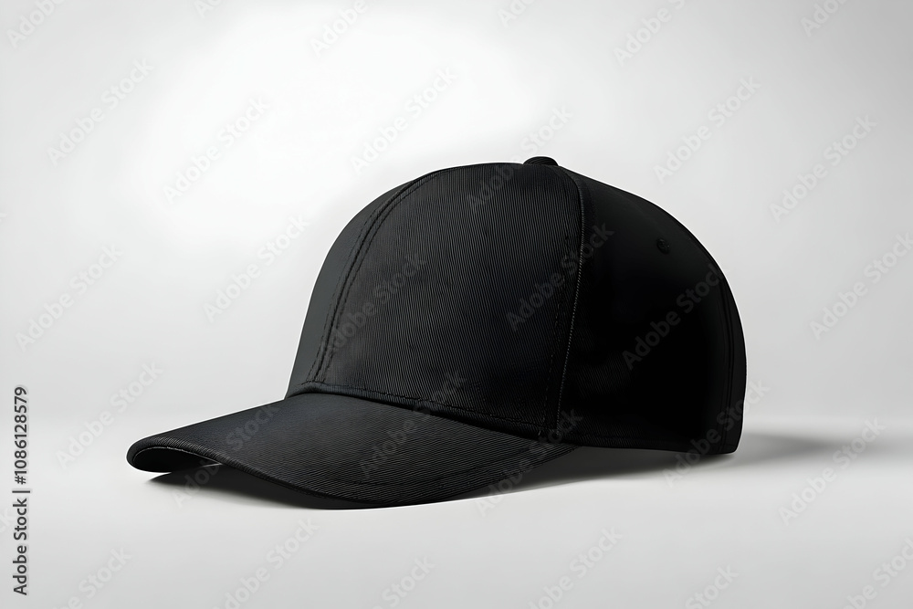 side view of a black snapback cap mockup simple and modern accessory design . illustration side view of a black snapback cap mockup simple and modern accessory design . illustration