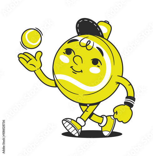 Tennis sport character throws ball