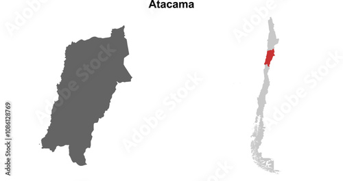 Atacama region blank outline map set