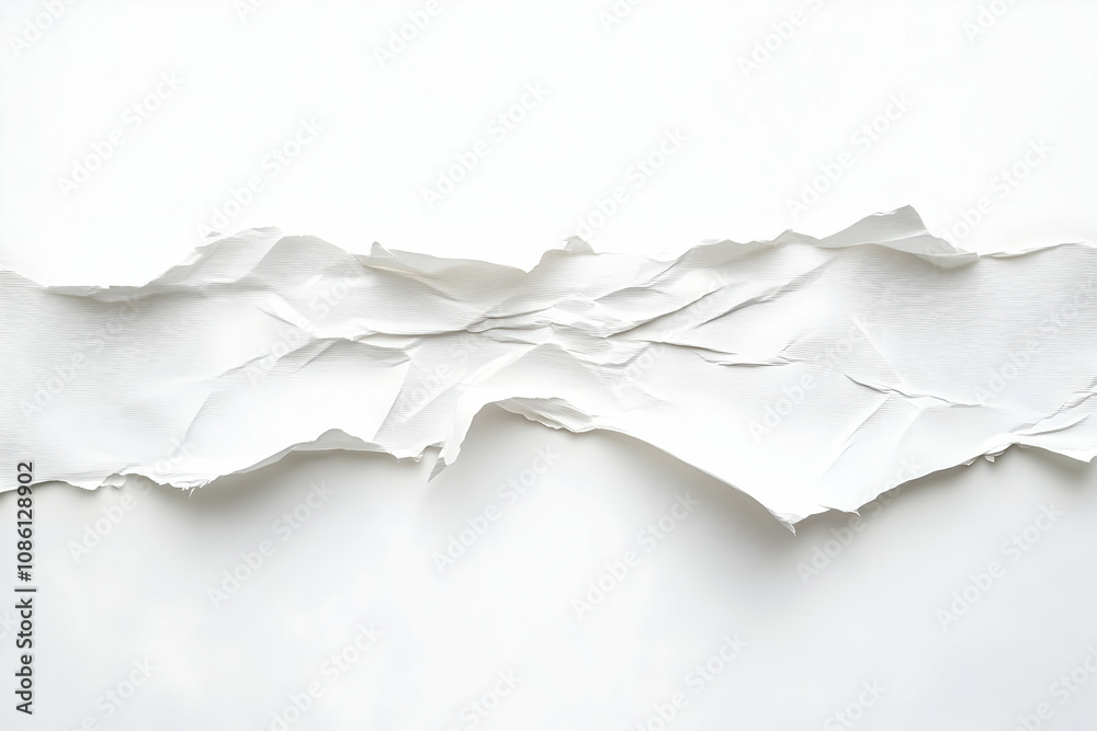 torn white paper stripe on a white background, minimalist design torn white paper stripe on a white background, minimalist design
