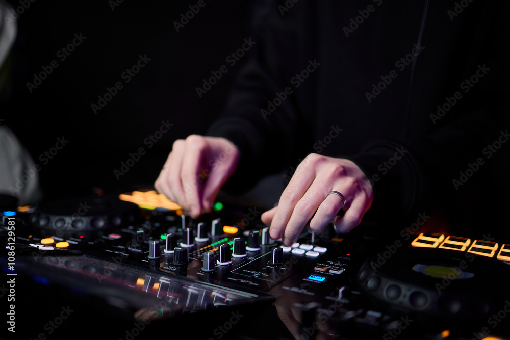 Audio Mixing Console in a Recording Studio with advanced sound production capabilities Audio Mixing Console in a Recording Studio with advanced sound production capabilities