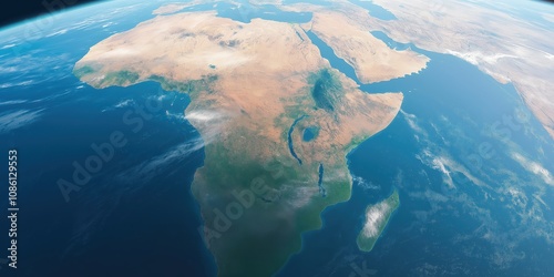 A wide shot from space, capturing the entirety of Africa during the dry season photo