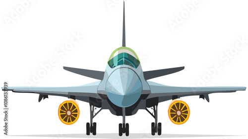 front view of modern fighter jet airplane with landing gear and detailed design
