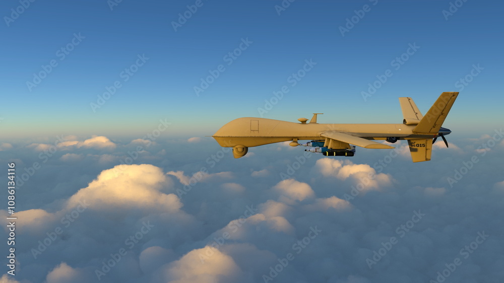 Obraz premium 無人攻撃機 3DCGレンダリング