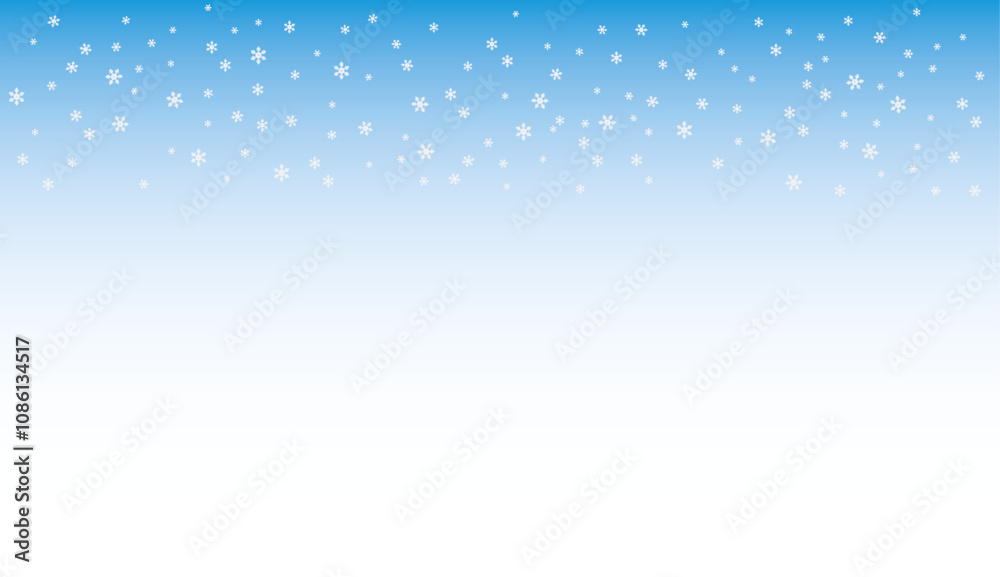Falling snowflakes from a blue sky with empty space for text or design, vector illustration. Christmas or winter background with snowflakes. Falling snowflakes from a blue sky with empty space for text or design, vector illustration. Christmas or winter background with snowflakes.