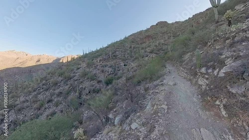 Men Hiking on Trail Toward Sabino Canyon in Arizona