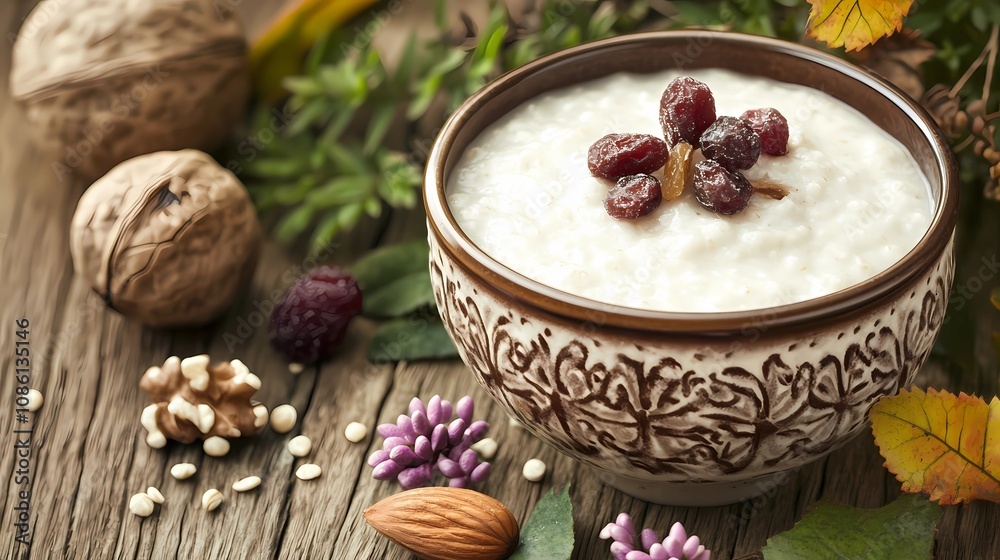 Warm porridge with butter , creating a simple and nostalgic food background