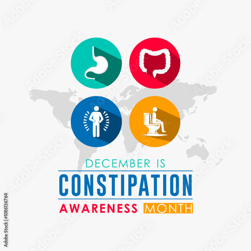 Vector illustration on the theme of Constipation awareness months observed each year during December. Banners, posters, cards, background designs and social media feeds.