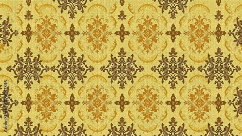 A luxurious and elegant damask seamless vector pattern with intricate floral motifs and geometric shapes, luxury, texture