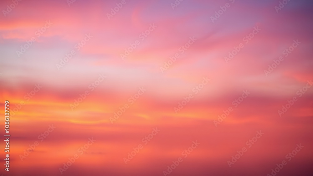 Fototapeta premium Colorful abstract sky during sunset with vivid hues of orange, pink, and purple blending together seamlessly, sunset, dusk