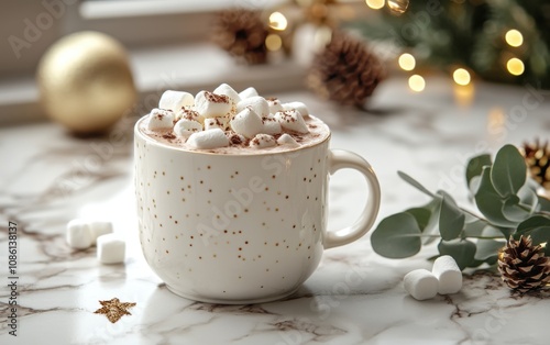 Wallpaper Mural Warm and inviting hot chocolate in a cozy holiday setting with festive decorations Torontodigital.ca