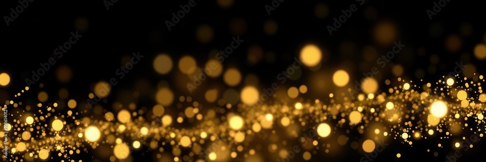 Shimmering gold glitter particles scattered on a black background, bright, particles Shimmering gold glitter particles scattered on a black background, bright, particles