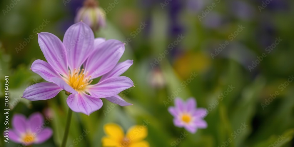 Vibrant purple flower petals and leaves, flora, fresh Vibrant purple flower petals and leaves, flora, fresh