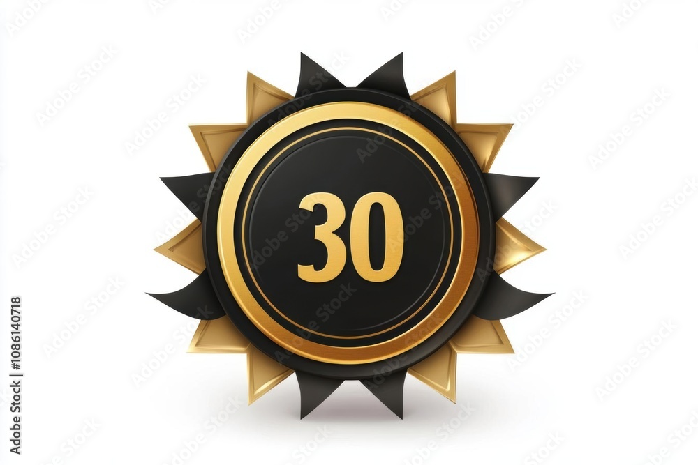 Naklejka premium 30th Anniversary Celebration: A Golden Emblem of Success