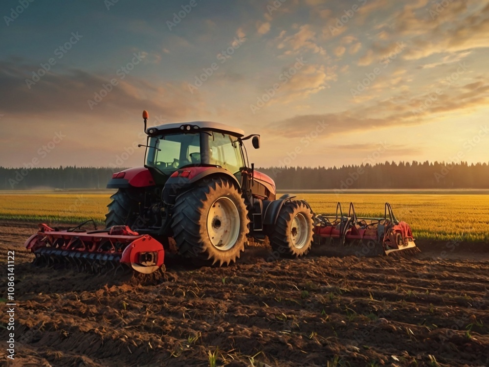 Obraz premium tractor in the field