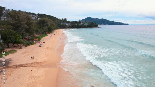 Ocean waves crashing on kata noi beach phuket thailand