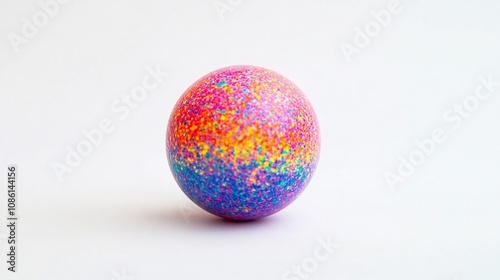 Colorful Speckled Easter Egg on White Background