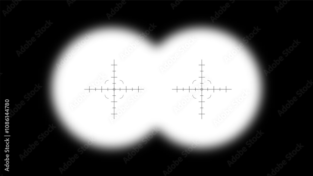 Fototapeta premium Binoculars POV frame overlay set. aim sight, blurred border vector illustration