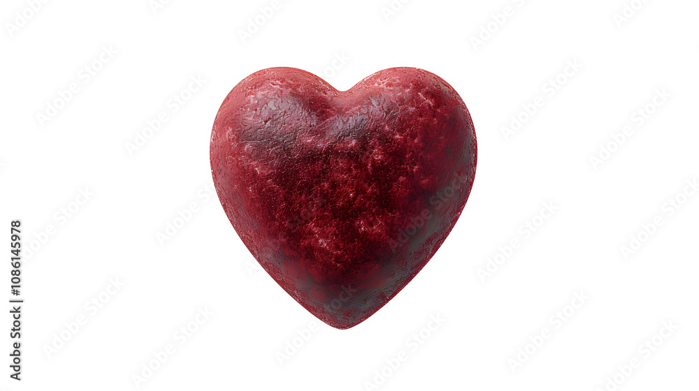 3D red heart isolated on white background. 3d rendering. PNG