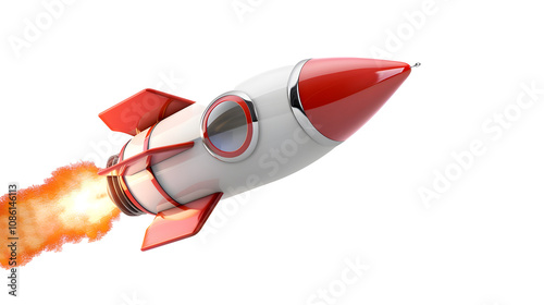 3D rocket in space Business startup and business growth, PNG