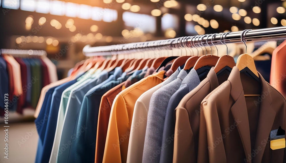 Obraz premium clothes on hangers in a store