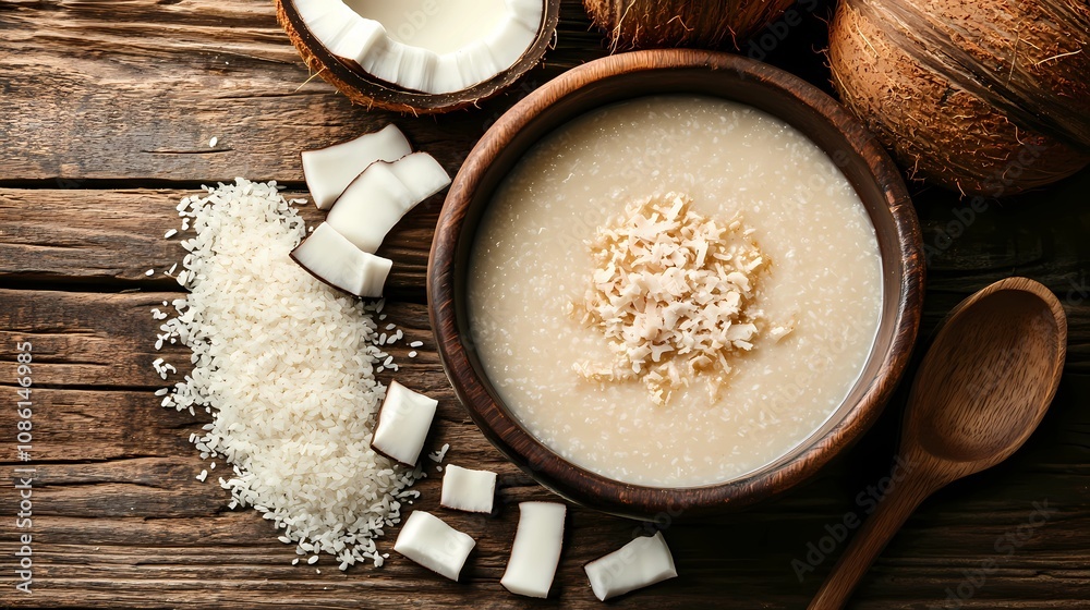 Thick oatmeal , capturing a fresh, detailed texture for healthy food-related imagery Thick oatmeal , capturing a fresh, detailed texture for healthy food-related imagery