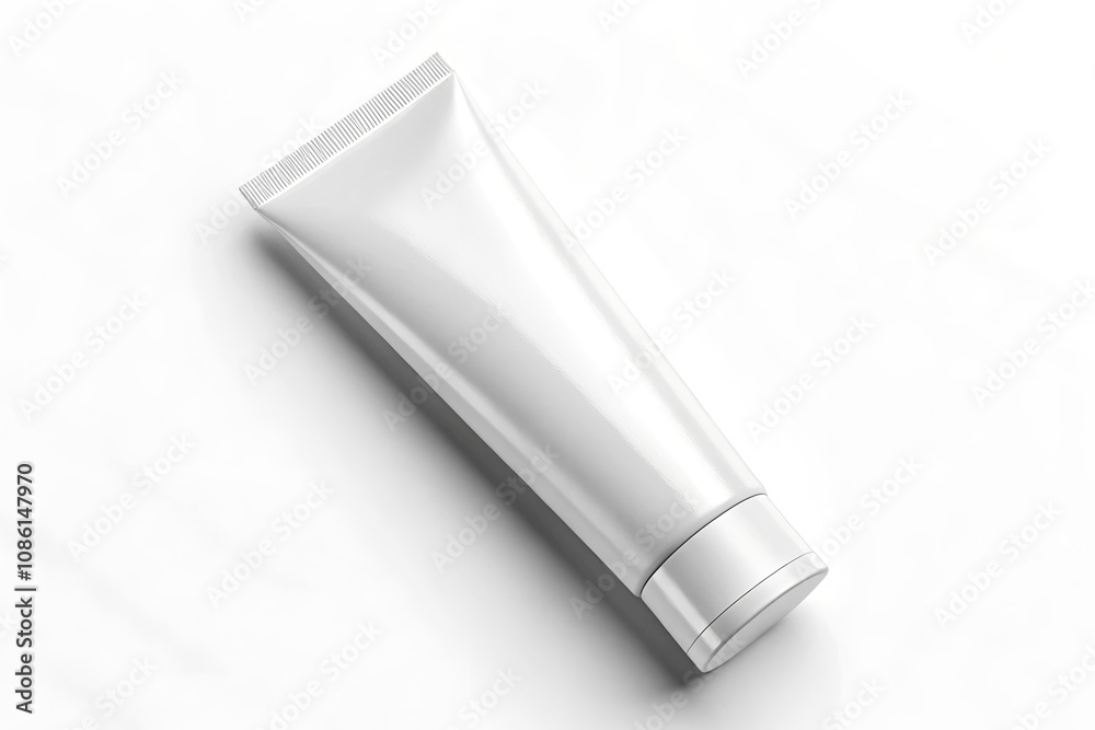 Minimalist white cosmetic tube mockup isolated on a marble surface, ideal for branding and product design showcases. Minimalist white cosmetic tube mockup isolated on a marble surface, ideal for branding and product design showcases.