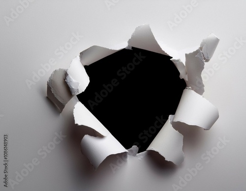 torn white surface with a hole in the center