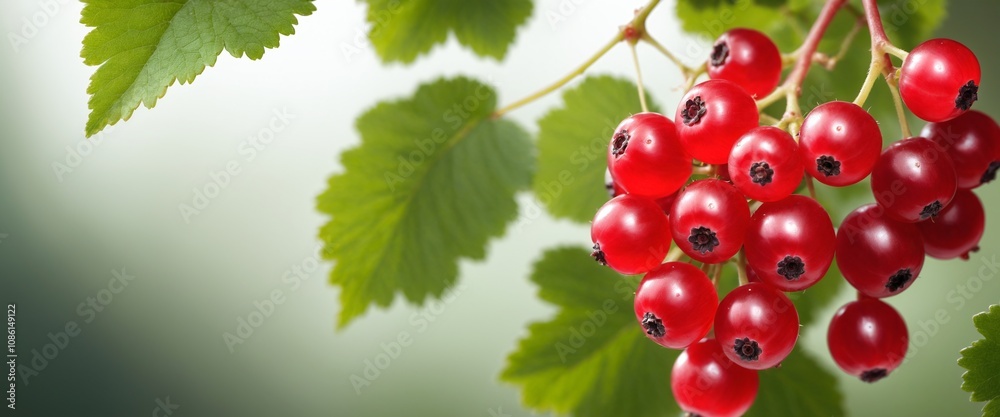 Red currant grows on bush in garden. Nature, organic food and gardening Red currant grows on bush in garden. Nature, organic food and gardening