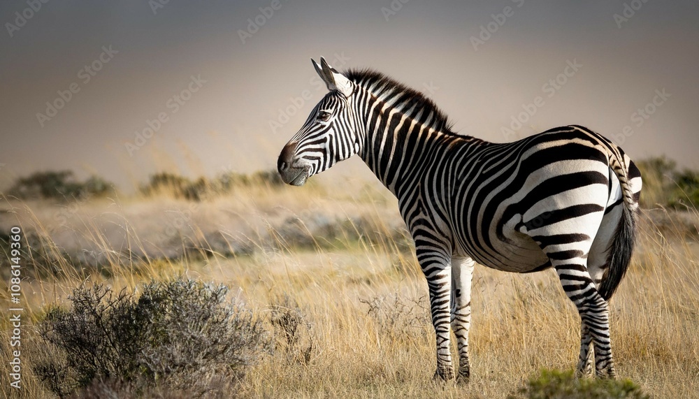 Naklejka premium zebra standing in profile