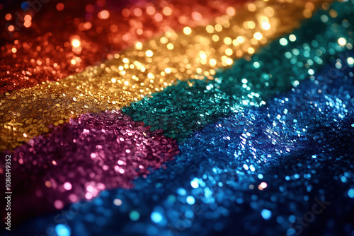 Bright and Shiny Christmas Glitter Sparkle with Rainbow Colors and Festive Texture on a Colorful Background