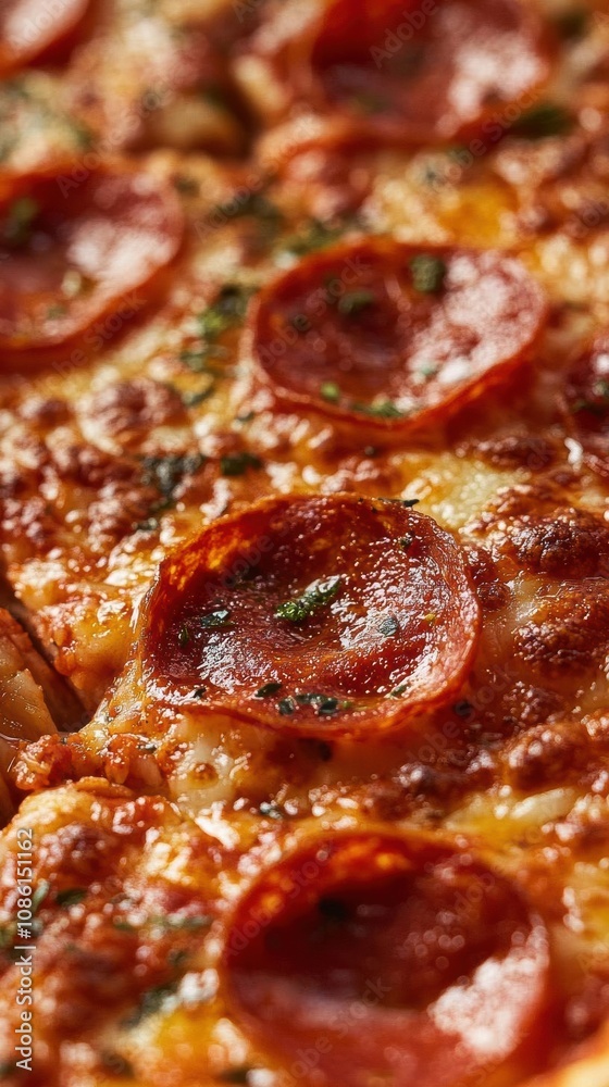 Close-Up of Delicious Pepperoni Pizza Close-Up of Delicious Pepperoni Pizza