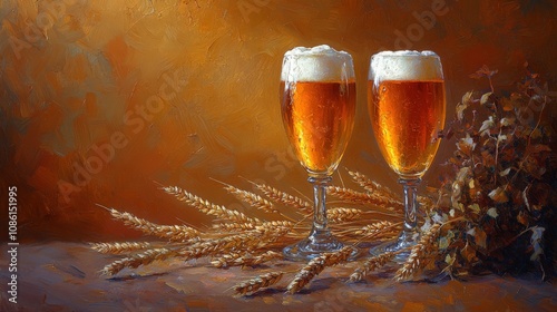 Golden Beer and Wheat: A Rustic Toast to Brewing Traditions photo