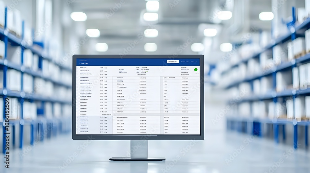 Computer Screen Showing Data In Warehouse Computer Screen Showing Data In Warehouse