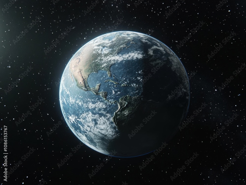 Naklejka premium Earth from Space: A Celestial Perspective of Our Home Planet