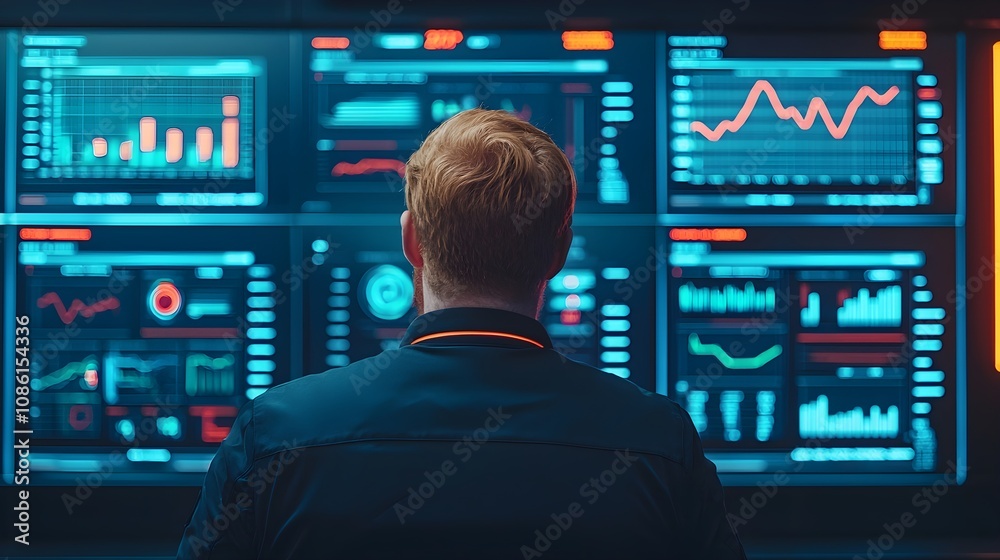 Man Analyzing Data on Monitors Man Analyzing Data on Monitors