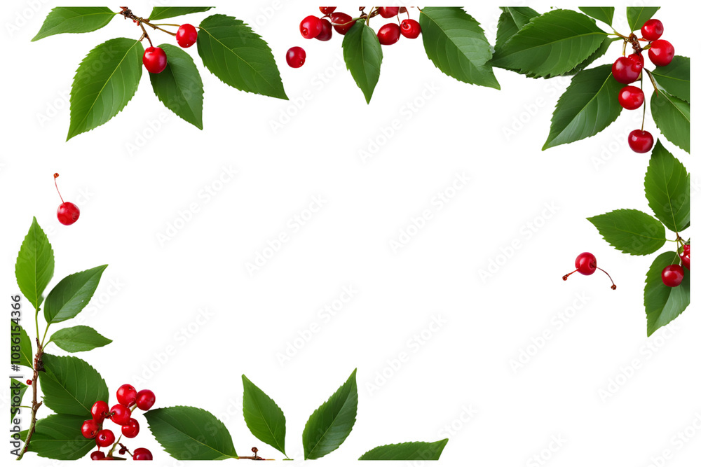 Cherry and leaf border transparent background Cherry and leaf border transparent background