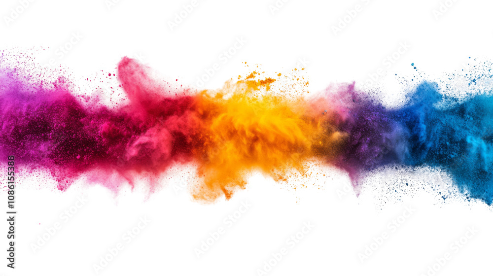 Fototapeta premium Explosion and smoke in rainbow colors transparent background