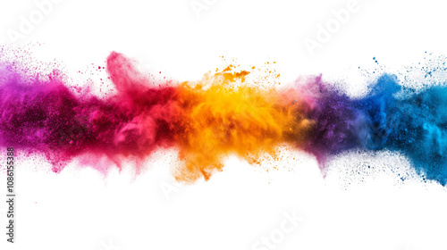 Explosion and smoke in rainbow colors transparent background