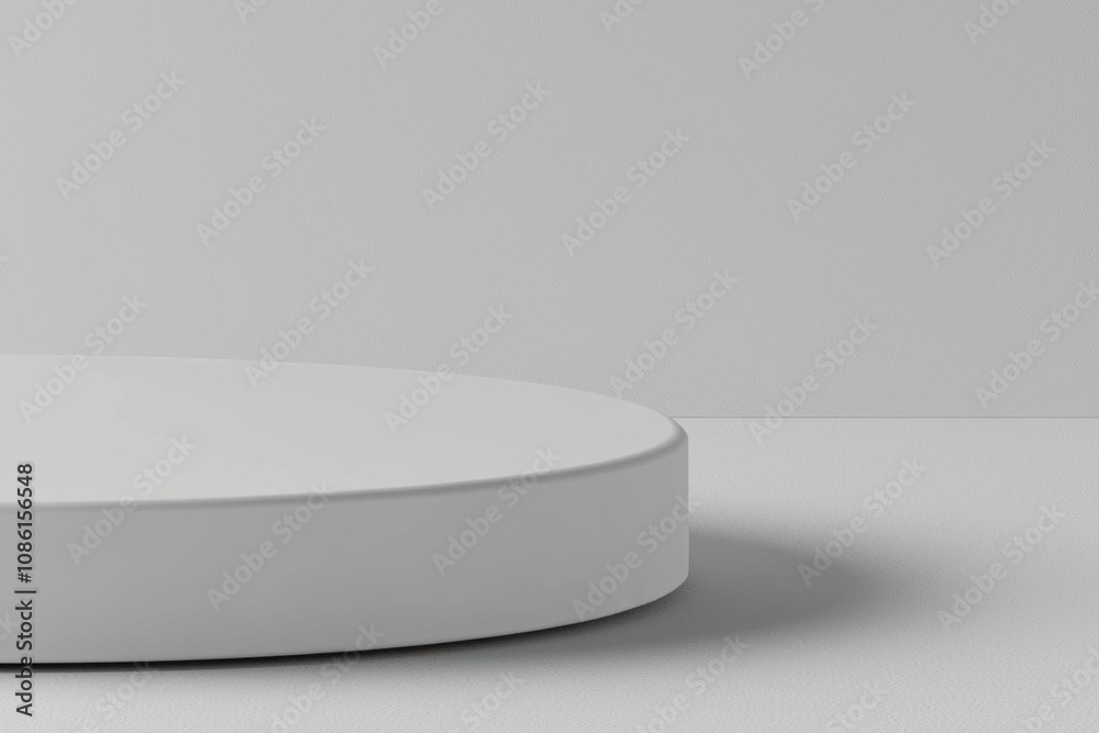 Minimalist White Cylinder Podium on a White Background Minimalist White Cylinder Podium on a White Background