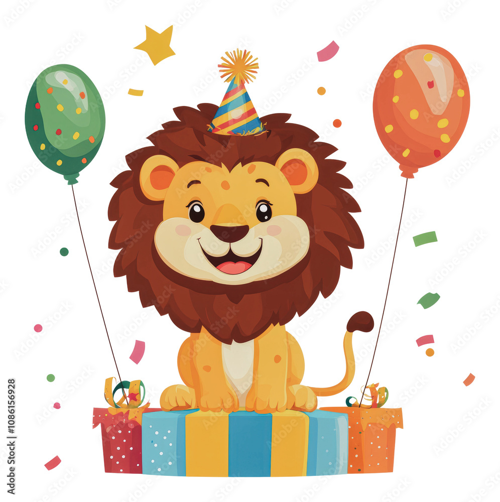 PNG Lion's birthday bash with balloons! 🎉 PNG Lion's birthday bash with balloons! 🎉