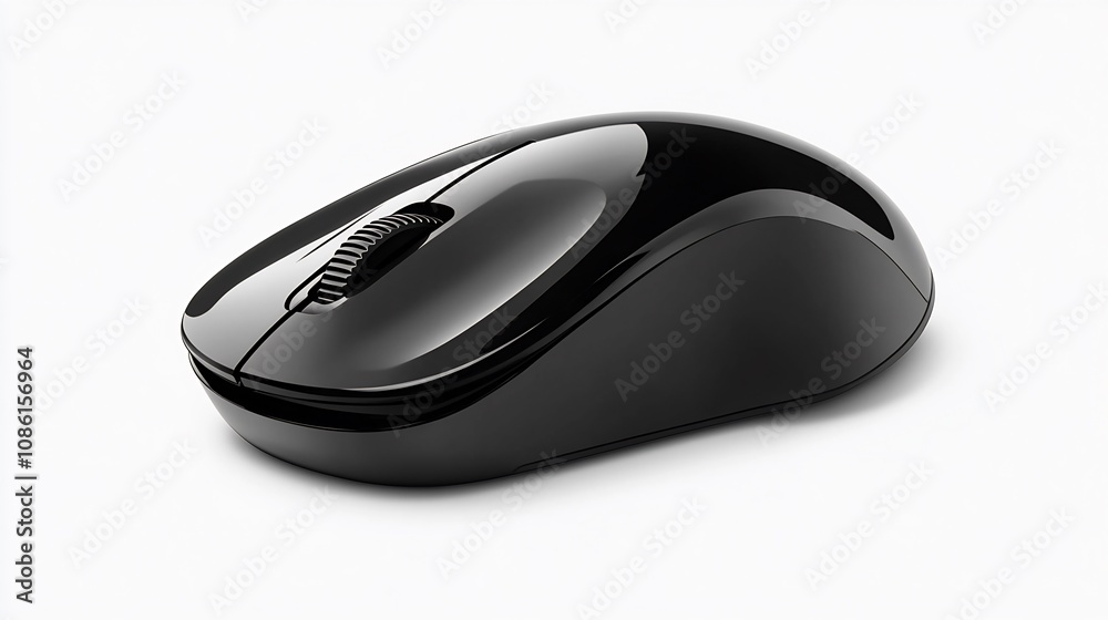 Black Wireless Computer Mouse with a Glossy Finish Black Wireless Computer Mouse with a Glossy Finish