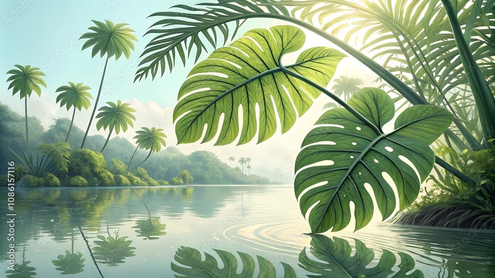 Fototapeta premium tropical island with palm trees