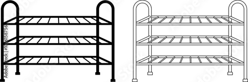 front view shoe rack icon set