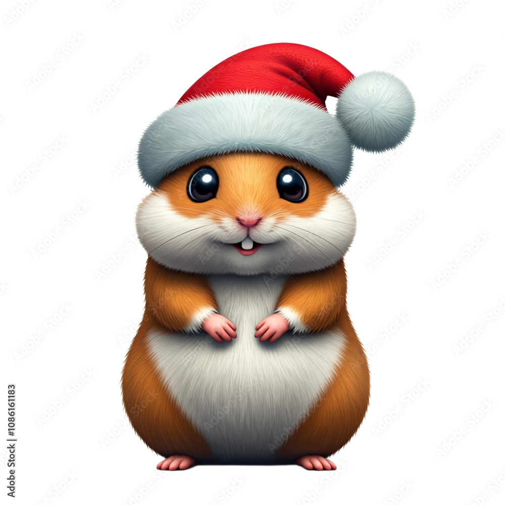 Collection of 3D Cute Hamster Wearing Christmas Hat Cartoon Characters Isolated Collection of 3D Cute Hamster Wearing Christmas Hat Cartoon Characters Isolated
