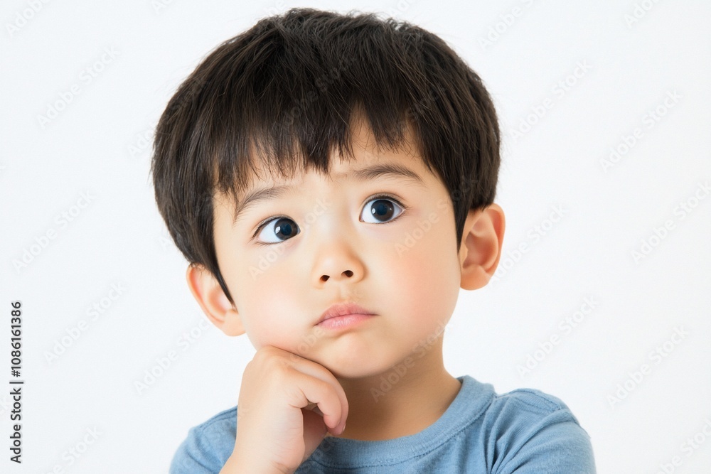 Curious Child Deep in Thought: A Moment of Wonder and Imagination Curious Child Deep in Thought: A Moment of Wonder and Imagination
